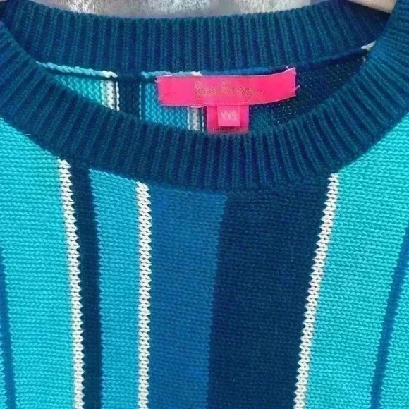 Lily Pulitzer blue stripe 100% cotton sweater xxs - Picture 3 of 4
